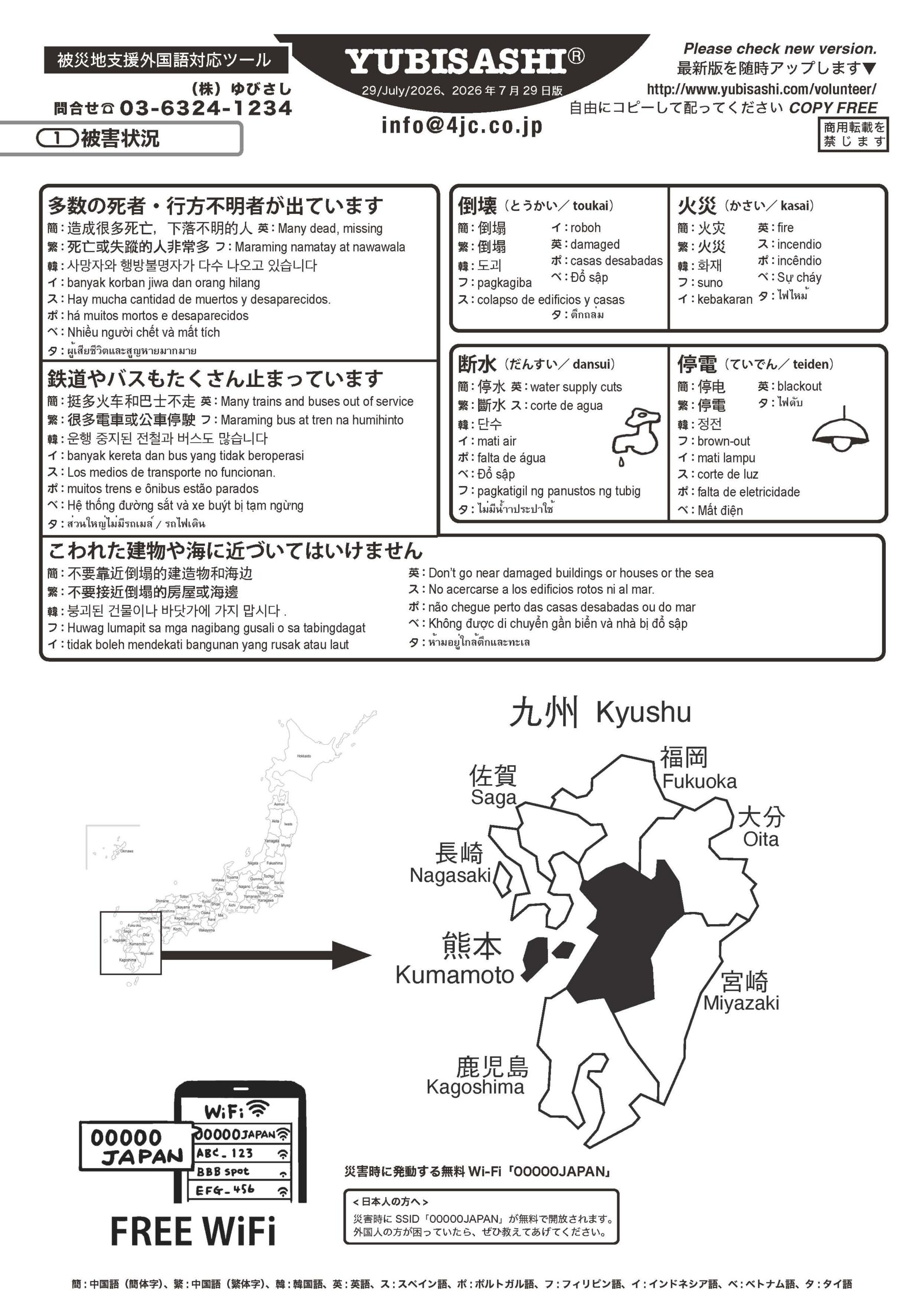 災害時支援用指さしシート