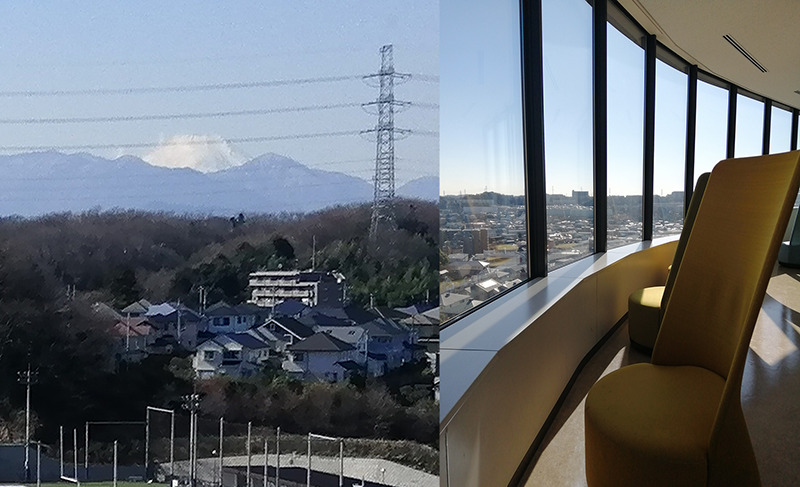 帝京大学八王子キャンパスには、見晴らしのよい特等席のような場所も作られています。キャンパスからは富士山も見ることができます